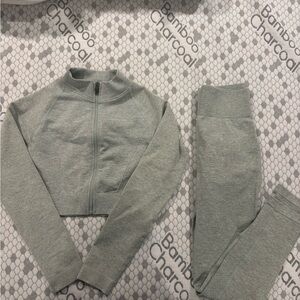 BNWOT Sage Green Cropped Jacket and Leggings Set